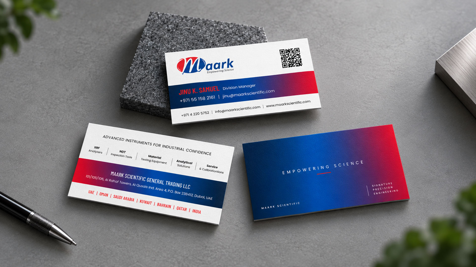 Maark Scientific business card design mockup by NAC D Studio