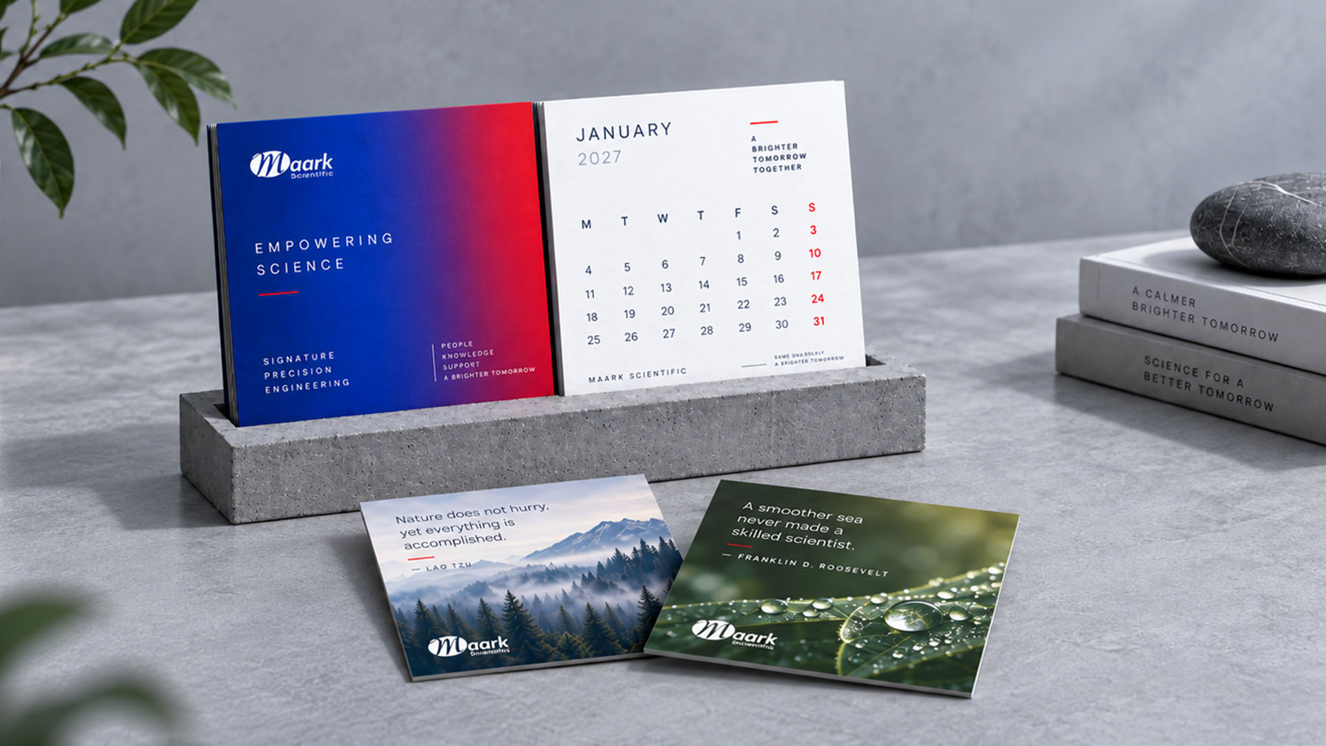 Maark Scientific 2027 desktop calendar mockup by NAC D Studio