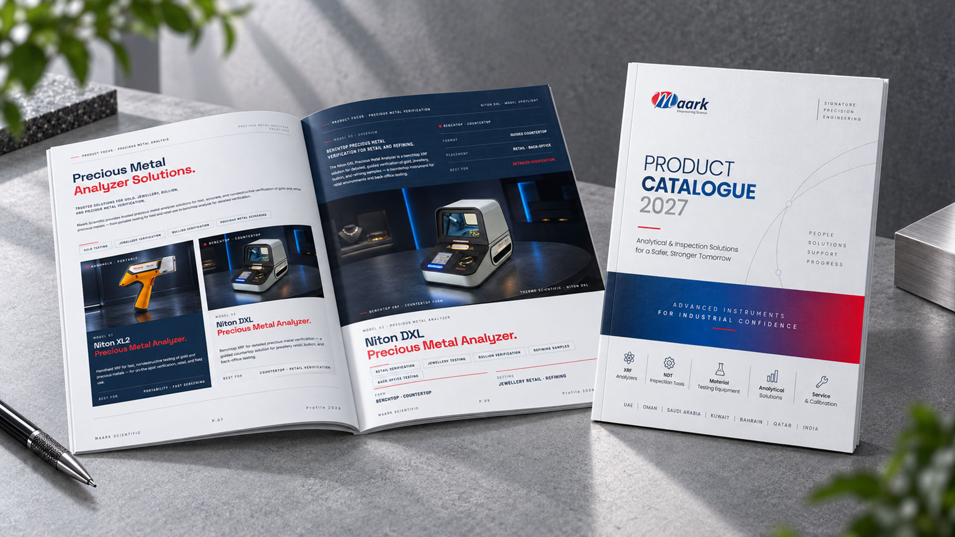 Maark Scientific company profile and product catalogue mockup by NAC D Studio